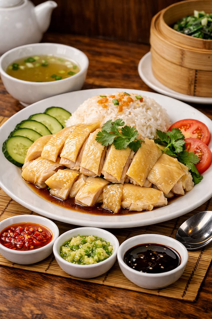 Hainanese Chicken with Ginger and Green Onion Dressing