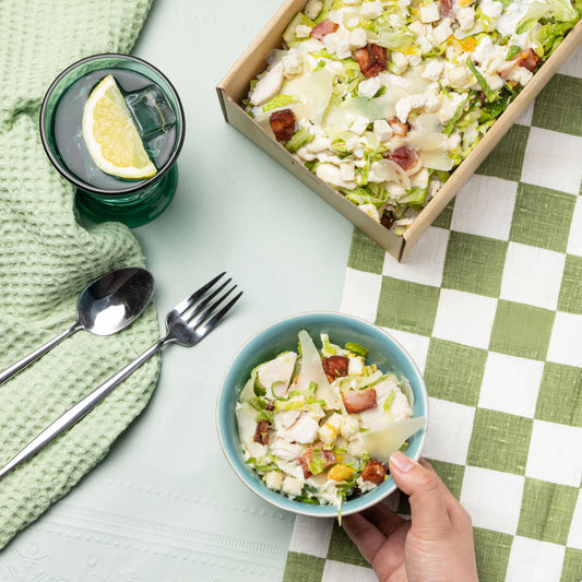 Roasted chicken, cos lettuce, parmesan, eggs, croutons, crispy bacon & caesar dressing