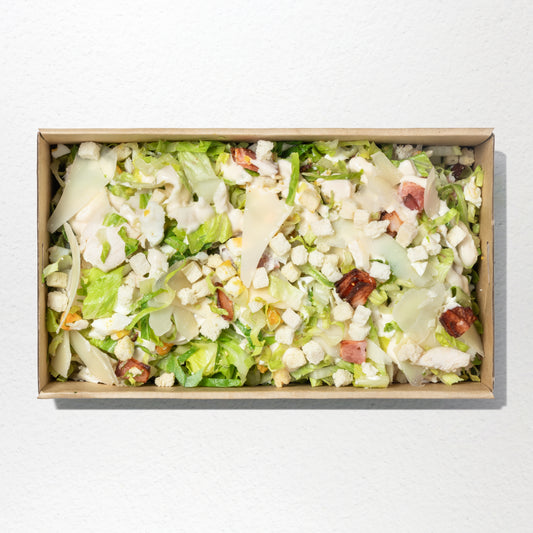 Roasted chicken, cos lettuce, parmesan, eggs, croutons, crispy bacon & caesar dressing. Classic Chicken Caesar Salad Platter
