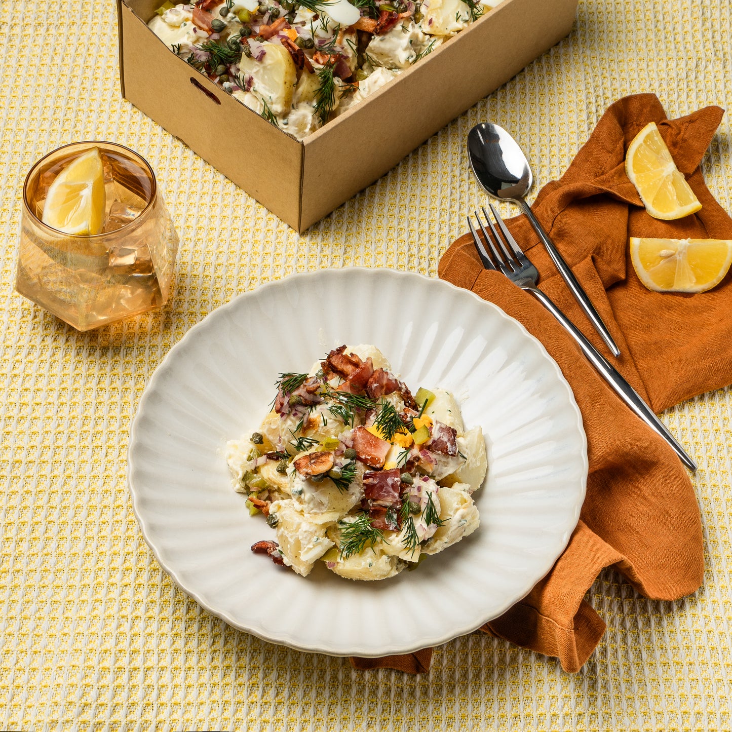 Roasted Potato Salad in wholesale salad tray