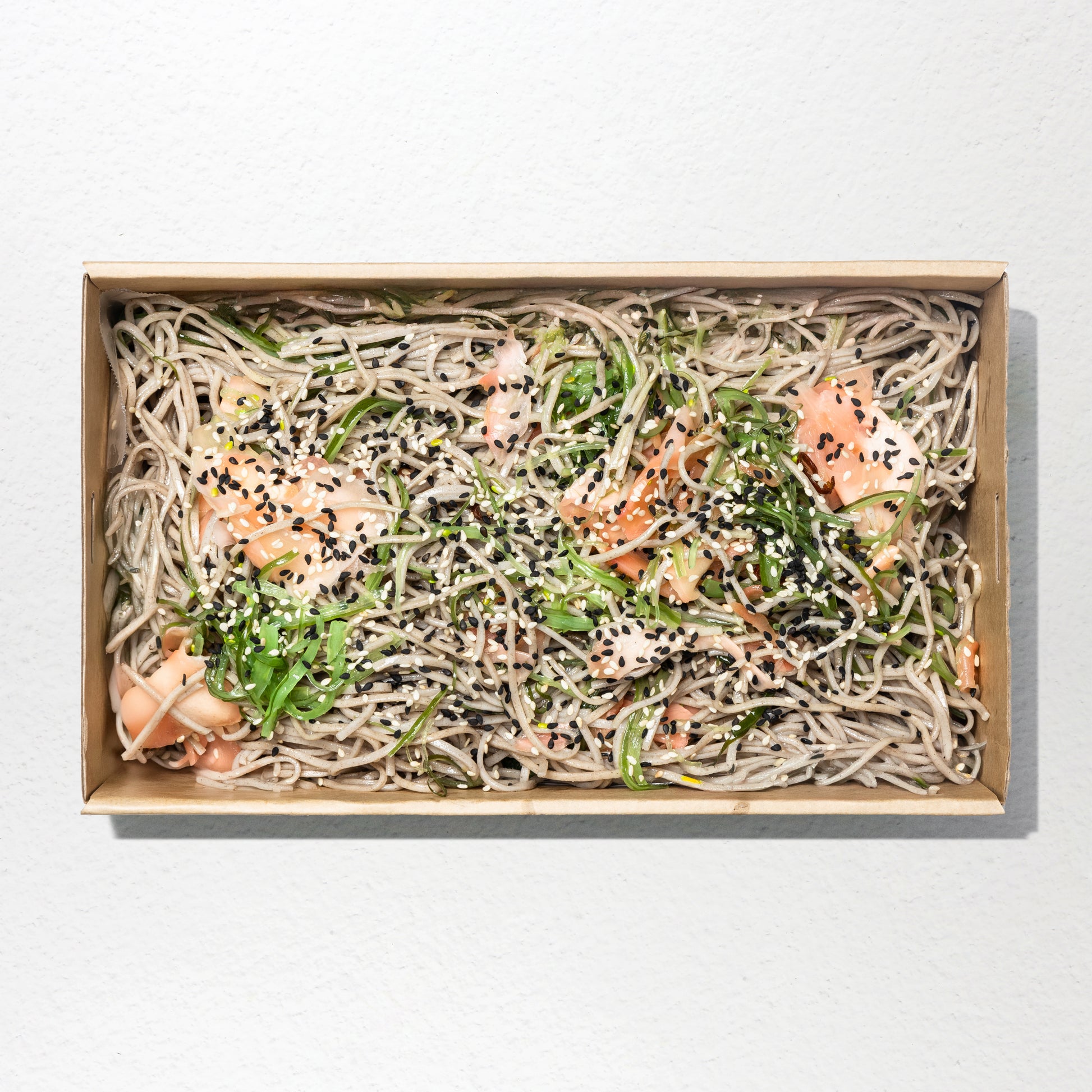 Soba noodle, pickled wakame seaweed, pickled ginger & goma dressing